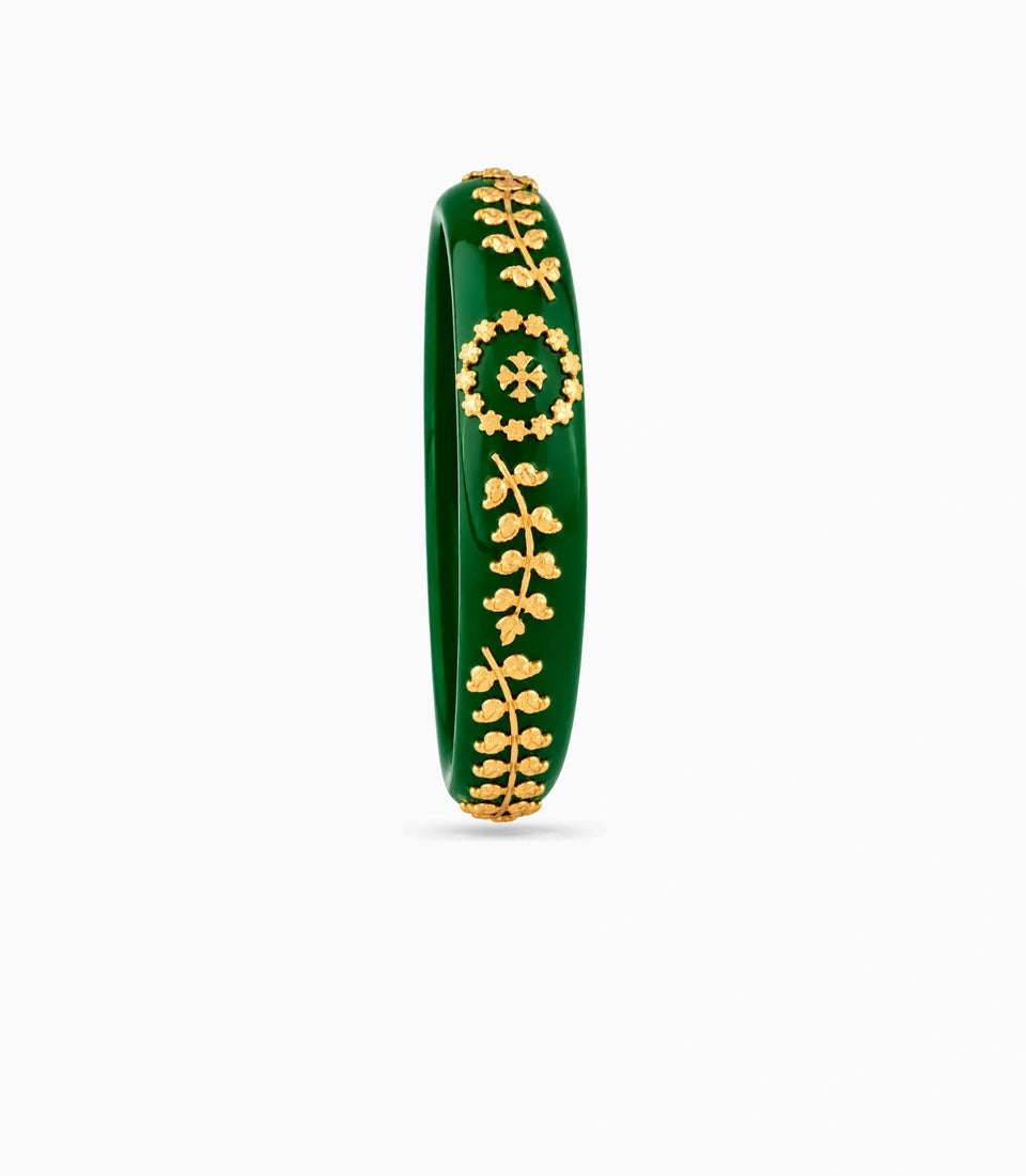 Gold Plated Green Elite Pola Single Bangle