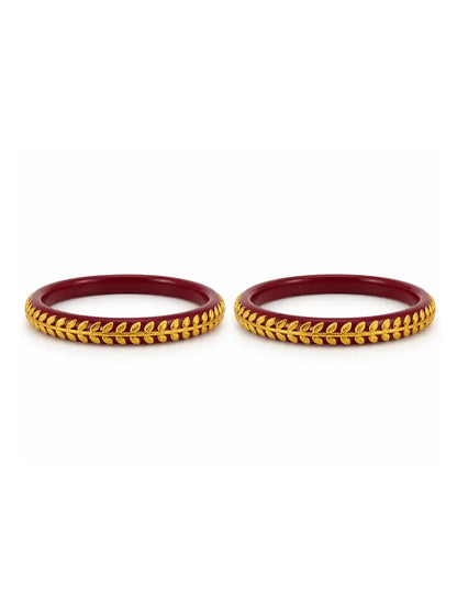 Gold Plated Red Traditional Pola Bangle Set