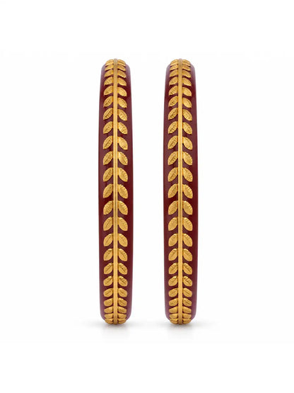 Gold Plated Red Traditional Pola Bangle Set