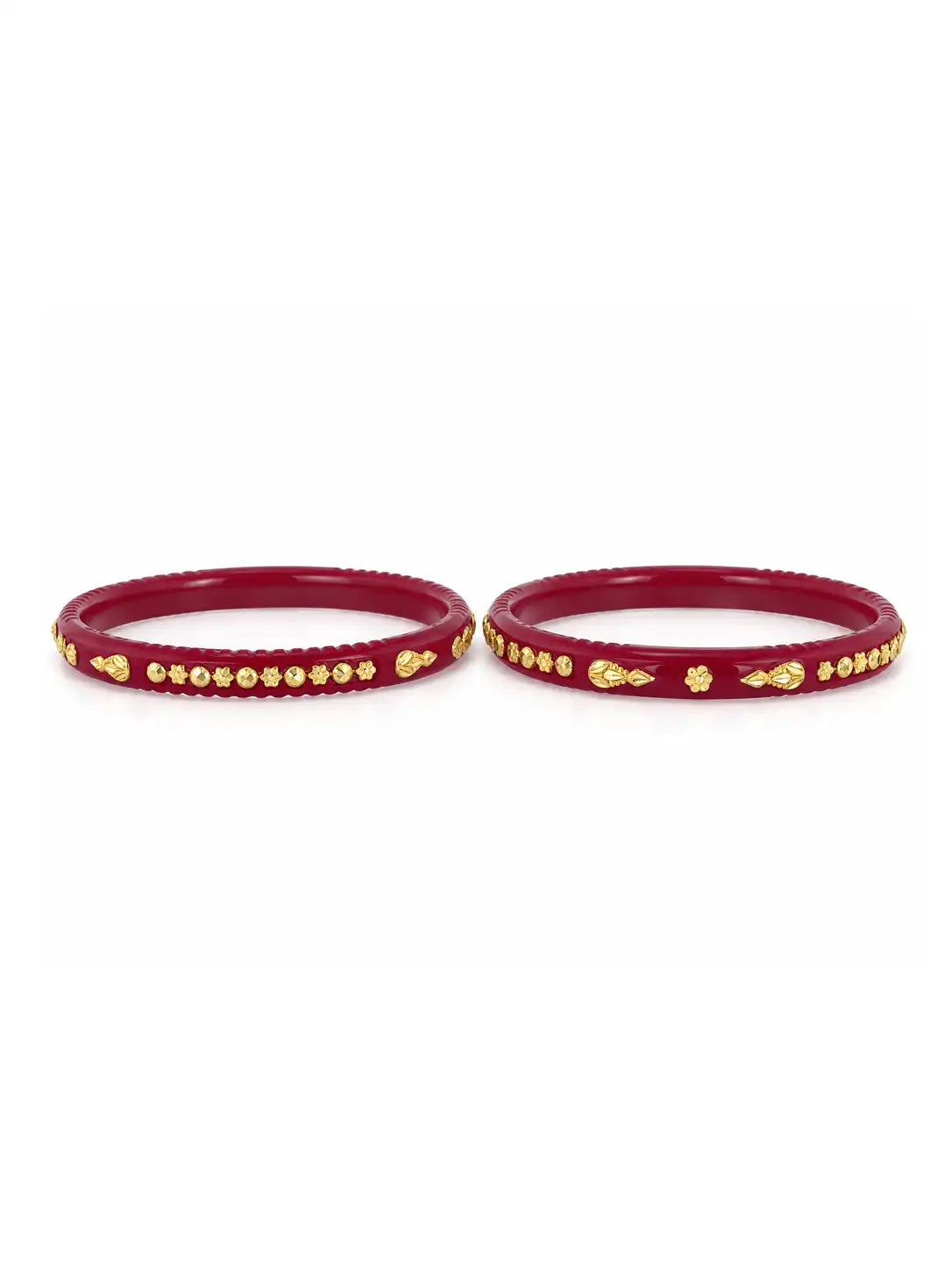 Gold Plated Maroon Classic Pola Bangle Set