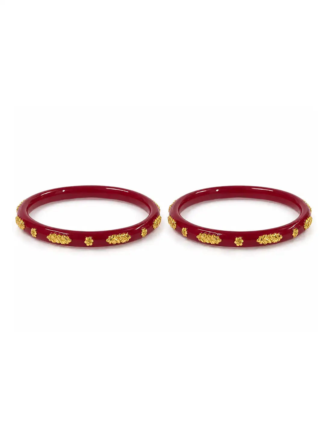 Gold Plated Maroon Delicate Pola Bangle Set