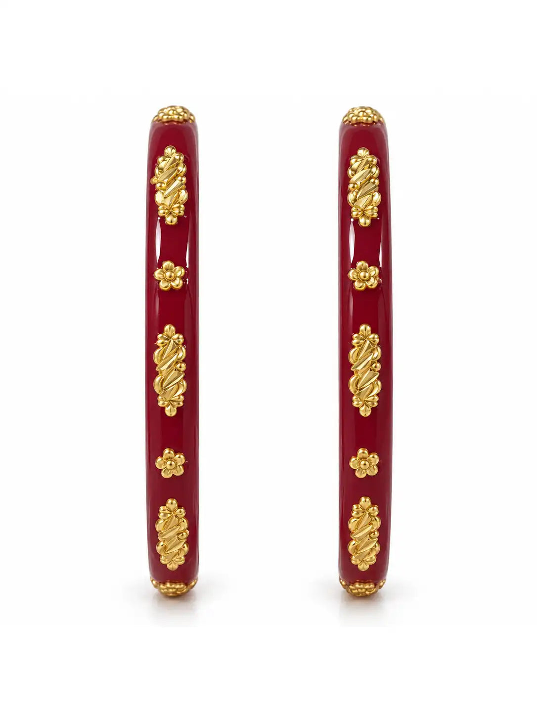 Gold Plated Maroon Delicate Pola Bangle Set