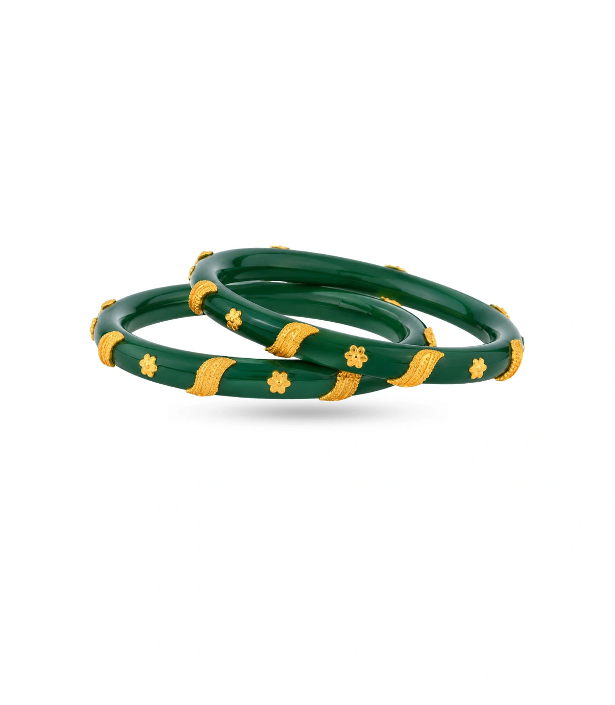 Gold Plated Green Durable Pola Bangle Set
