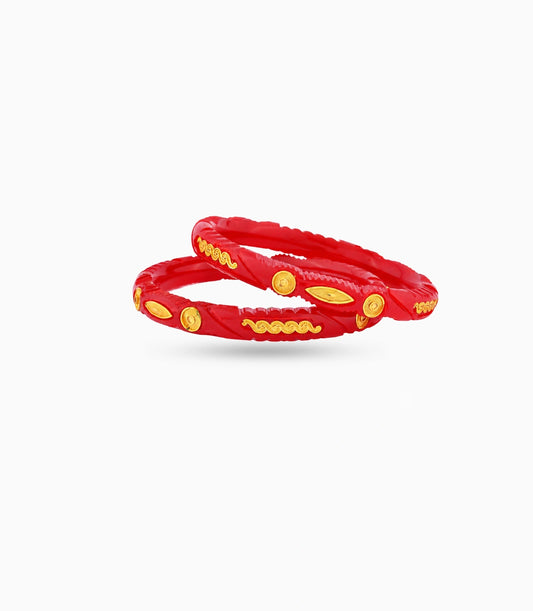 Gold Plated Polished Pola Bangle Set