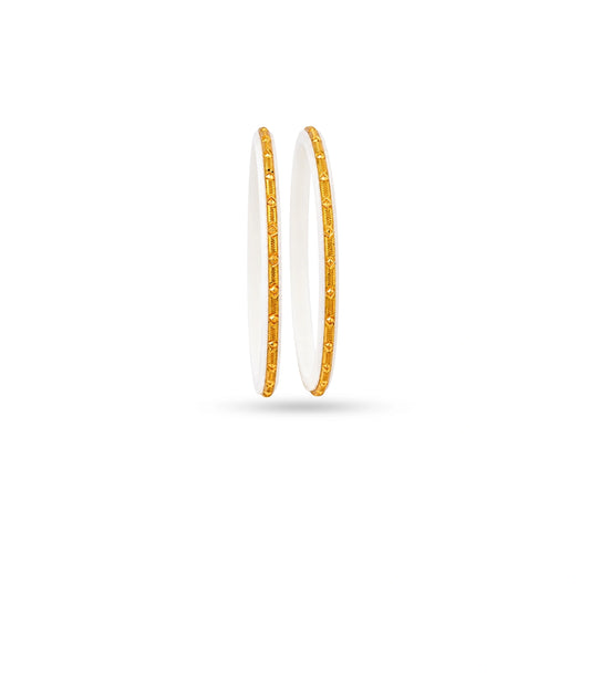 Gold Plated White Shiny Pola Bangle Set