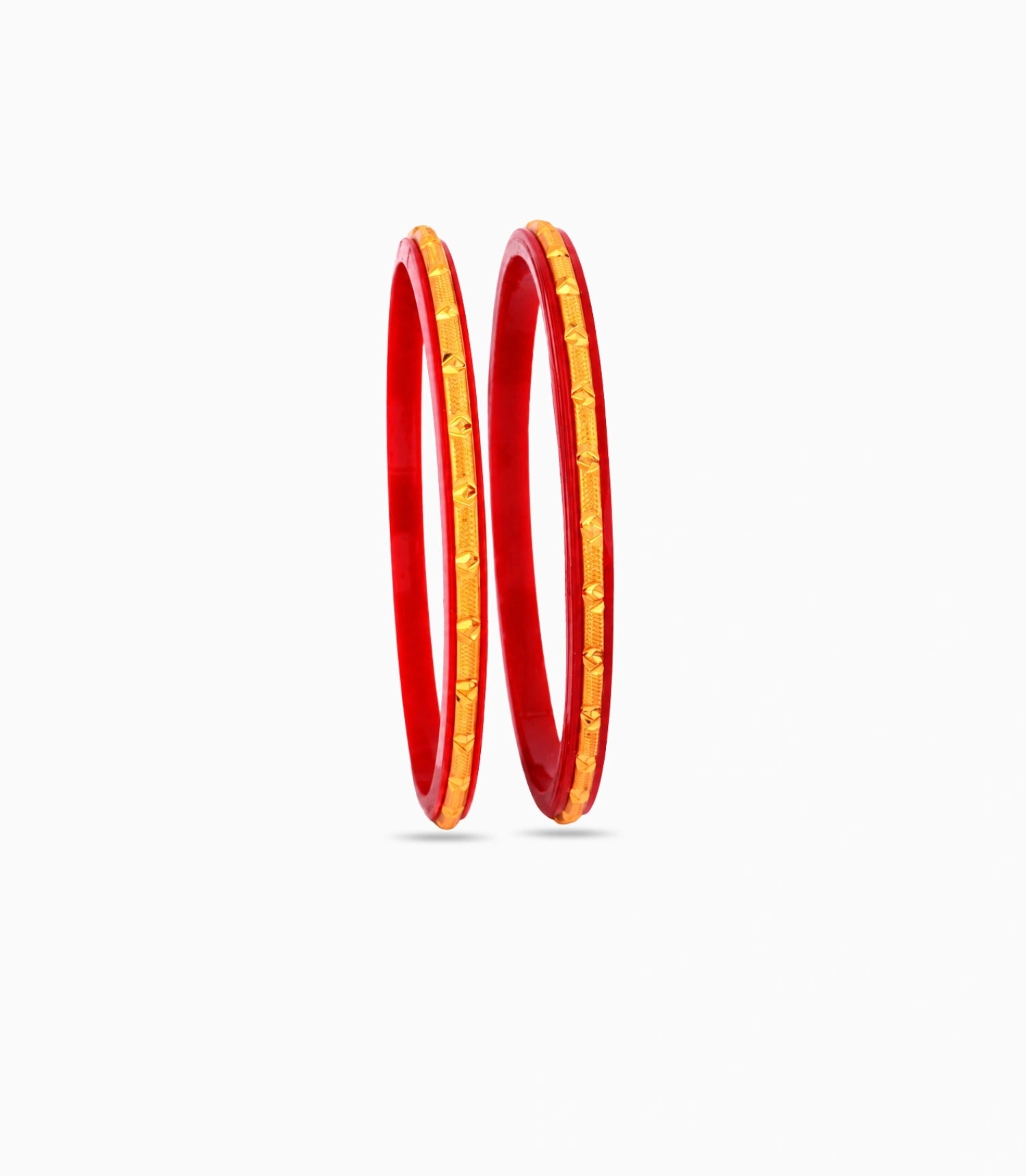 Gold Plated Red Shiny Pola Bangle Set