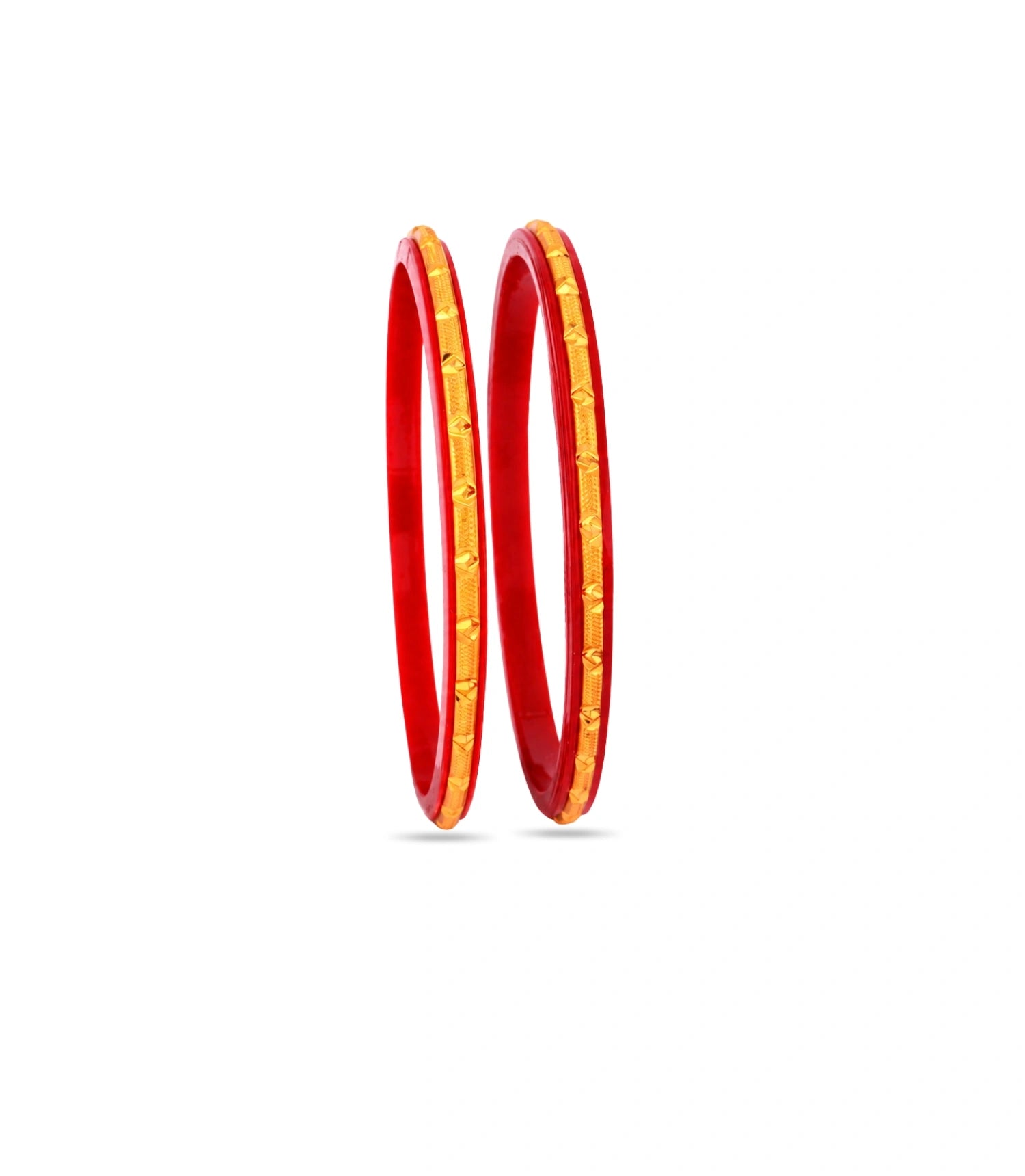 Gold Plated Red Shiny Pola Bangle Set
