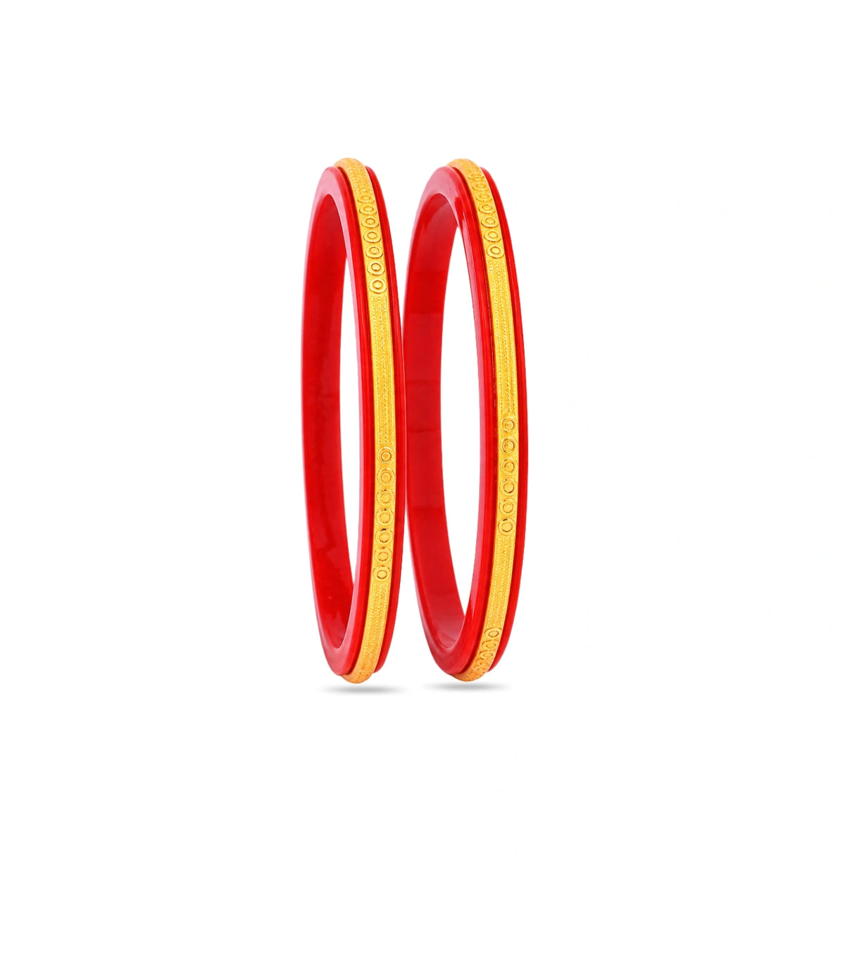 Gold Plated Classy Red Pola Bangle Set
