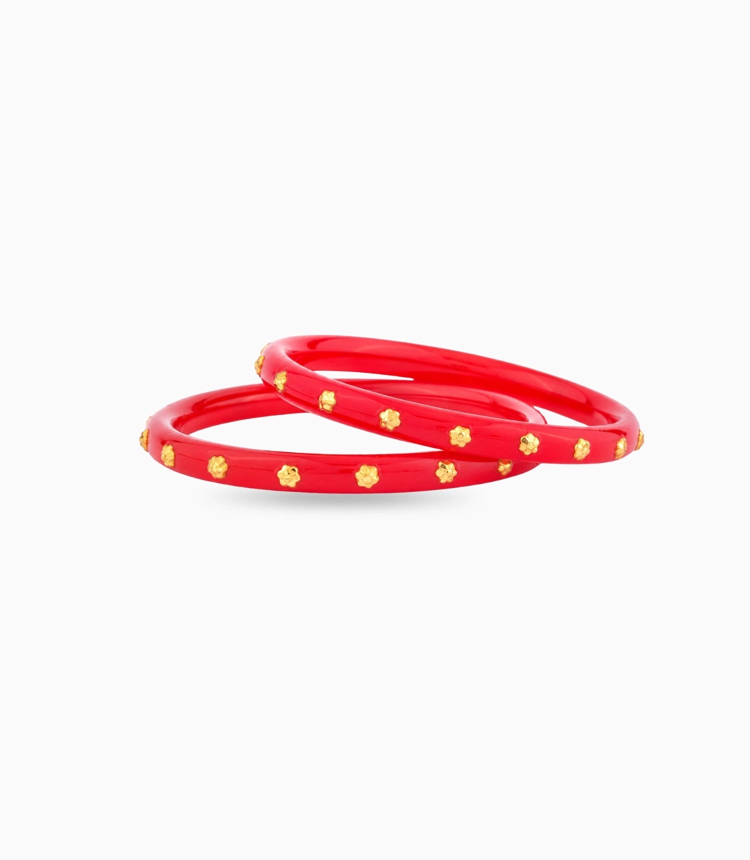 Gold Plated Royal Red Pola Bangle Set