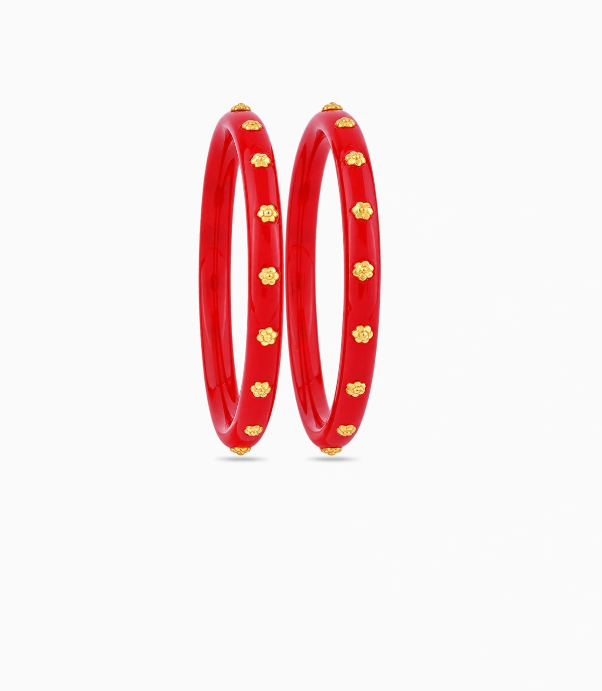 Gold Plated Royal Red Pola Bangle Set