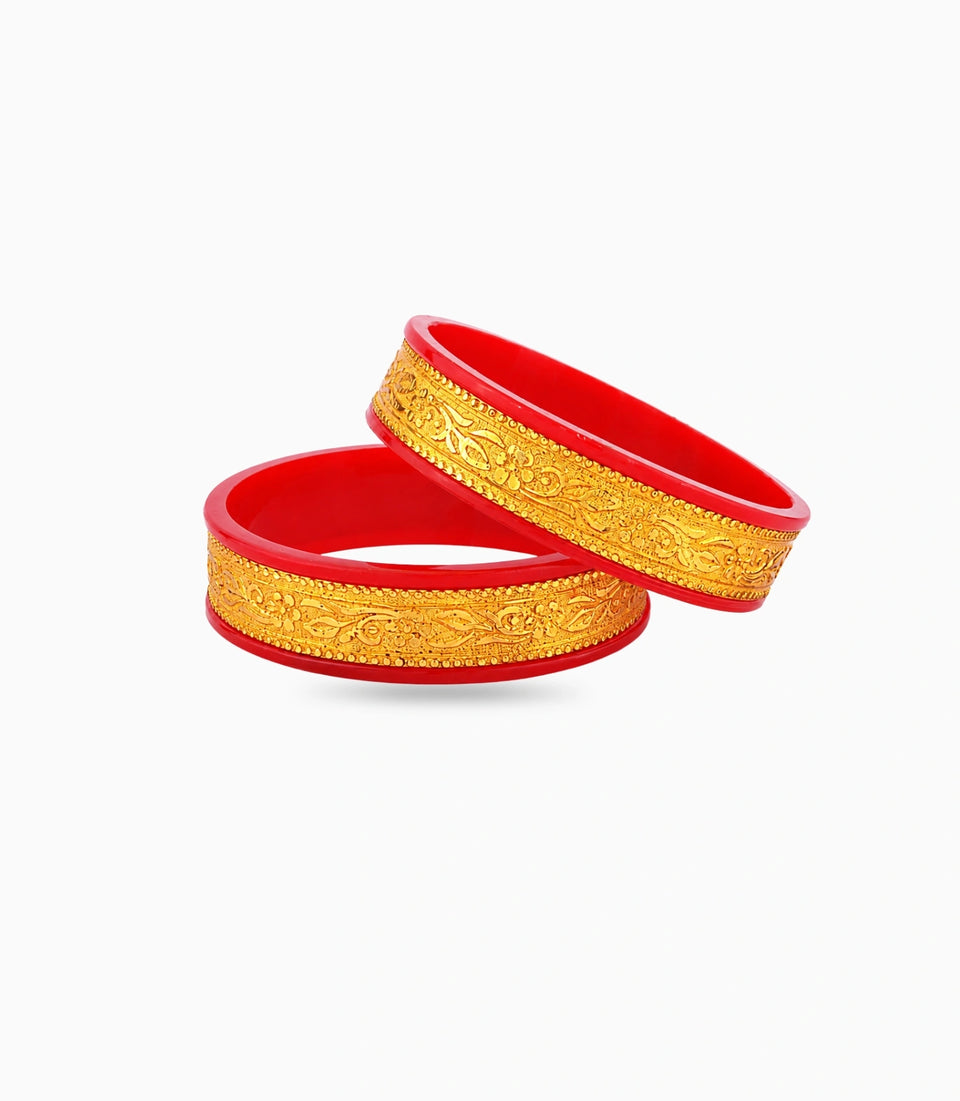 Gold Plated Wide Pola Bangle Set