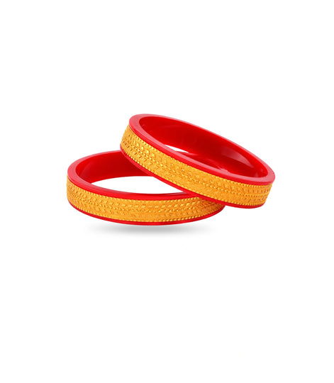 Gold Plated Wide Leaf Pola Bangle Set