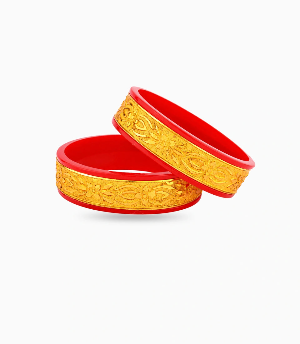 Gold Plated Wide Designed Pola Bangle Set