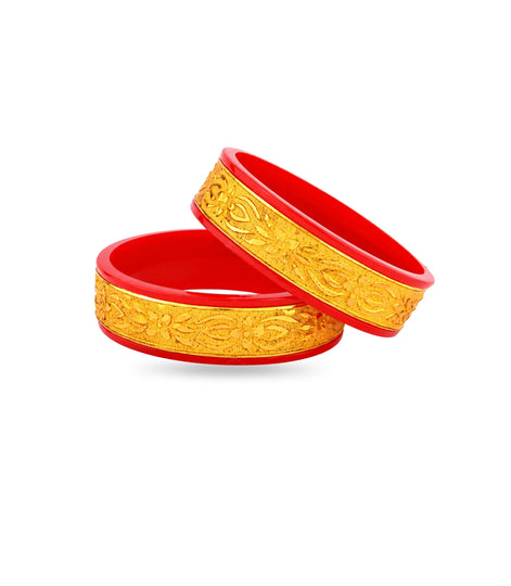Gold Plated Wide Designed Pola Bangle Set