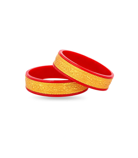Gold Plated Wide Traditional Pola Bangle Set