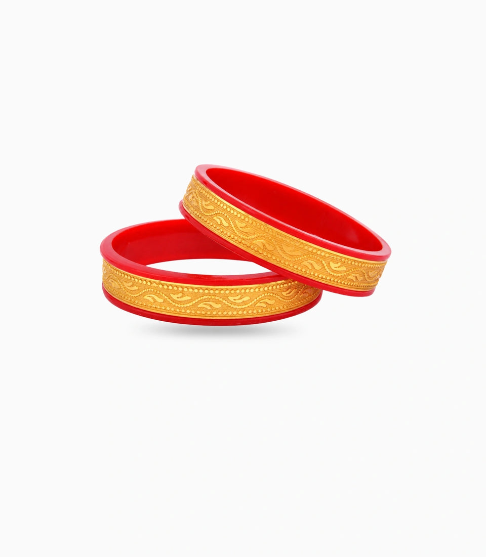 Gold Plated Wide Timeless Pola Bangle Set