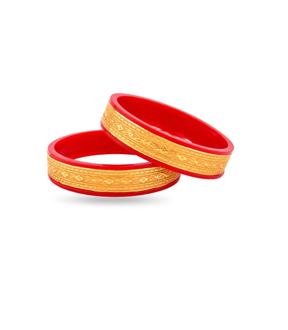 Gold Plated Wedding Wide Vintage Pola Bangle Set