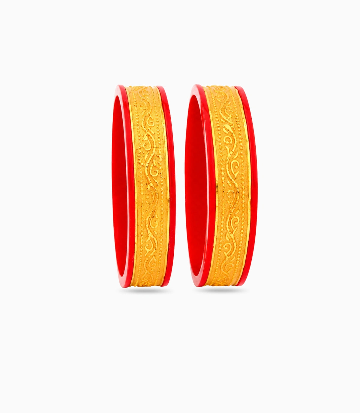 Gold Plated Wide Royal Pola Bangle Set