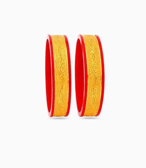 Gold Plated Wide Royal Pola Bangle Set