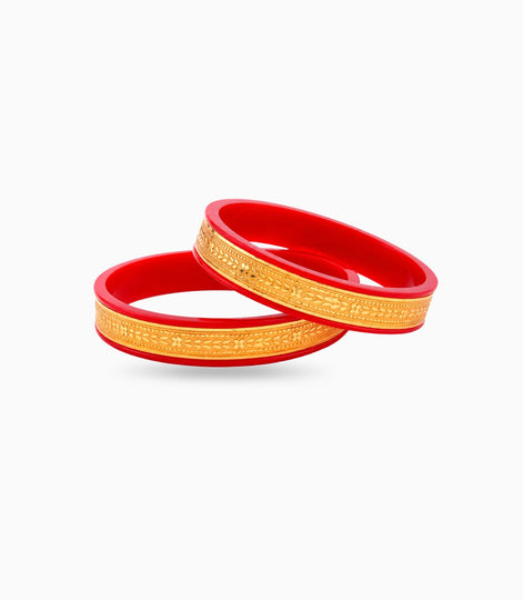 Gold Plated Wide Grand Pola Bangle Set
