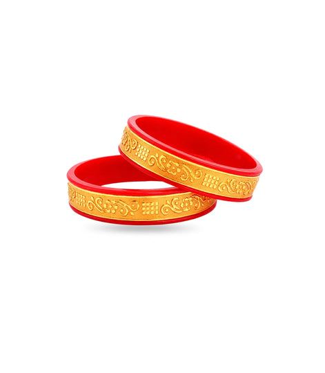 Gold Plated Wide Luxurious Pola Bangle Set