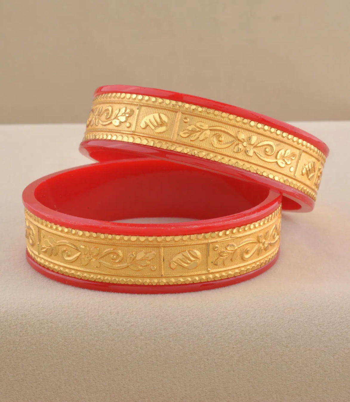 Gold Plated Wide Graceful Pola Bangle Set