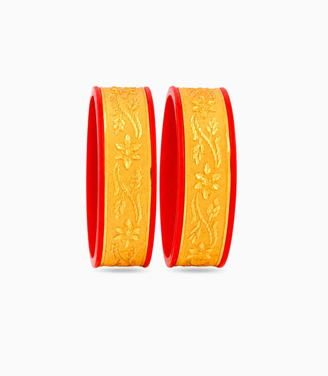Gold Plated Wide Elegant Pola Bangle Set