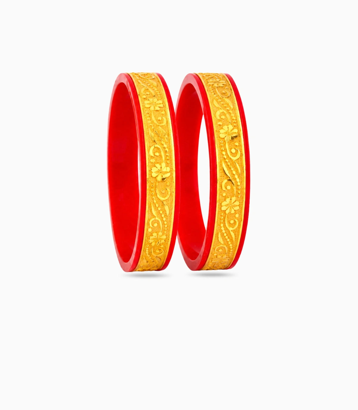 Gold Plated Wide Artisan Pola Bangle Set