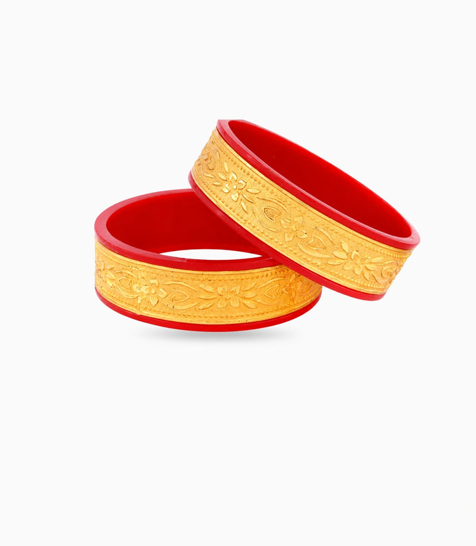 Gold Plated Wide Cultural Pola Bangle Set