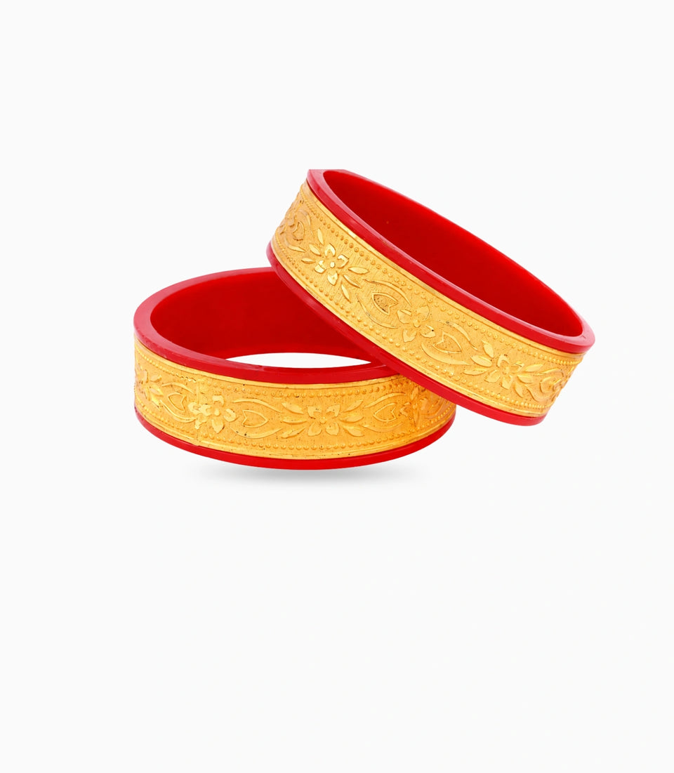 Gold Plated Wide Cultural Pola Bangle Set
