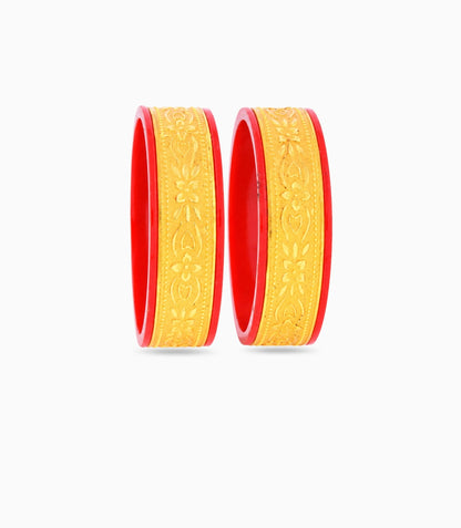 Gold Plated Wide Cultural Pola Bangle Set