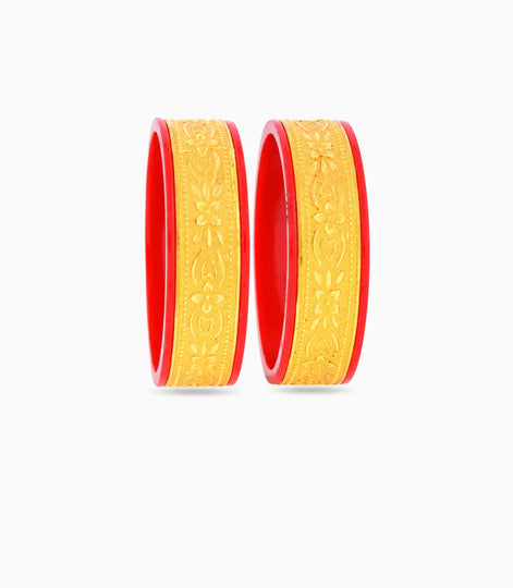 Gold Plated Wide Cultural Pola Bangle Set