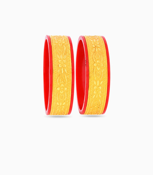 Gold Plated Wide Cultural Pola Bangle Set
