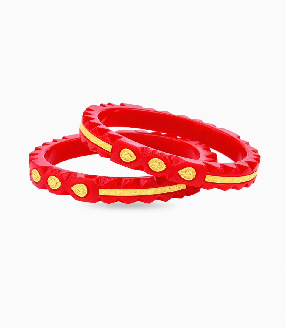 Gold Plated Wide Vintage Pola Bangle Set