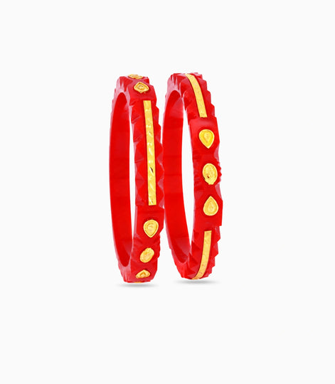 Gold Plated Wide Vintage Pola Bangle Set