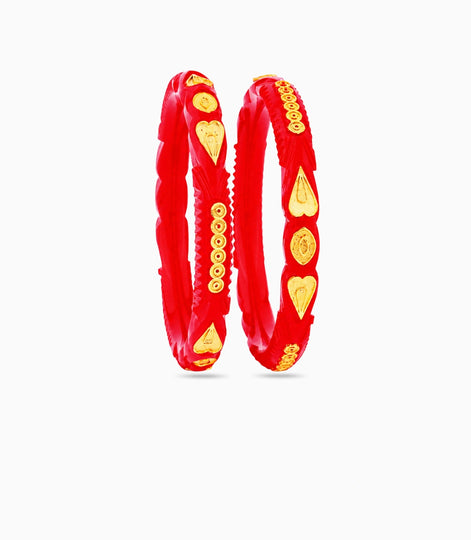 Gold Plated Heart Blossom Pola Bangle Set