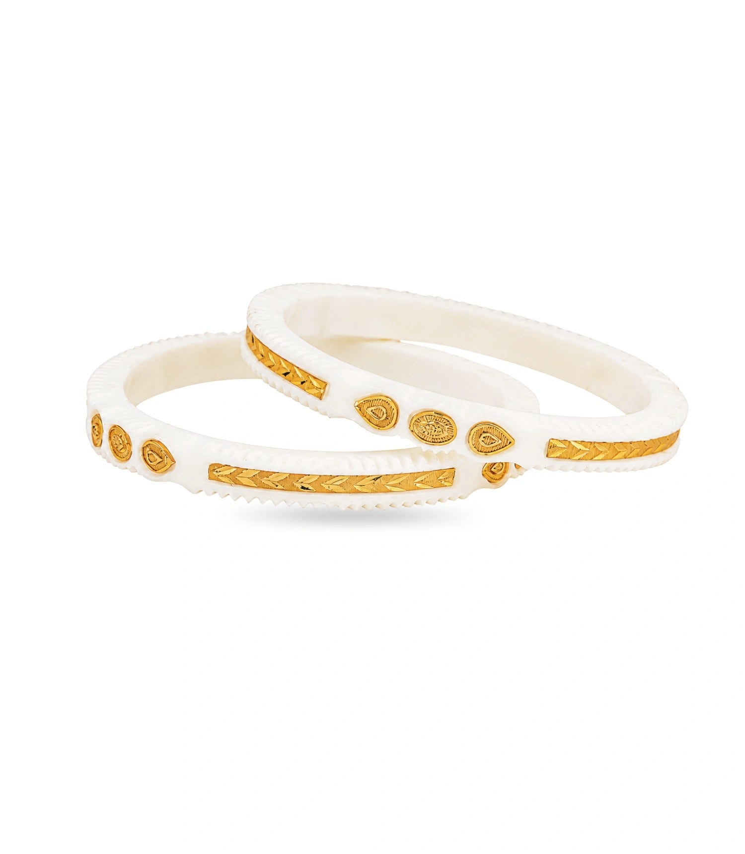 Gold Plated White Ethnic Elegance Pola Bangle Set