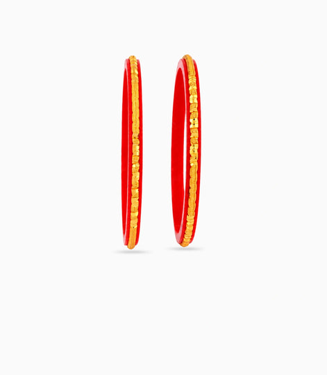 Gold Plated Slim Beaded Pola Bangle Set