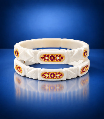 Gold Plated Meenakari Work Sakha Bangle Set
