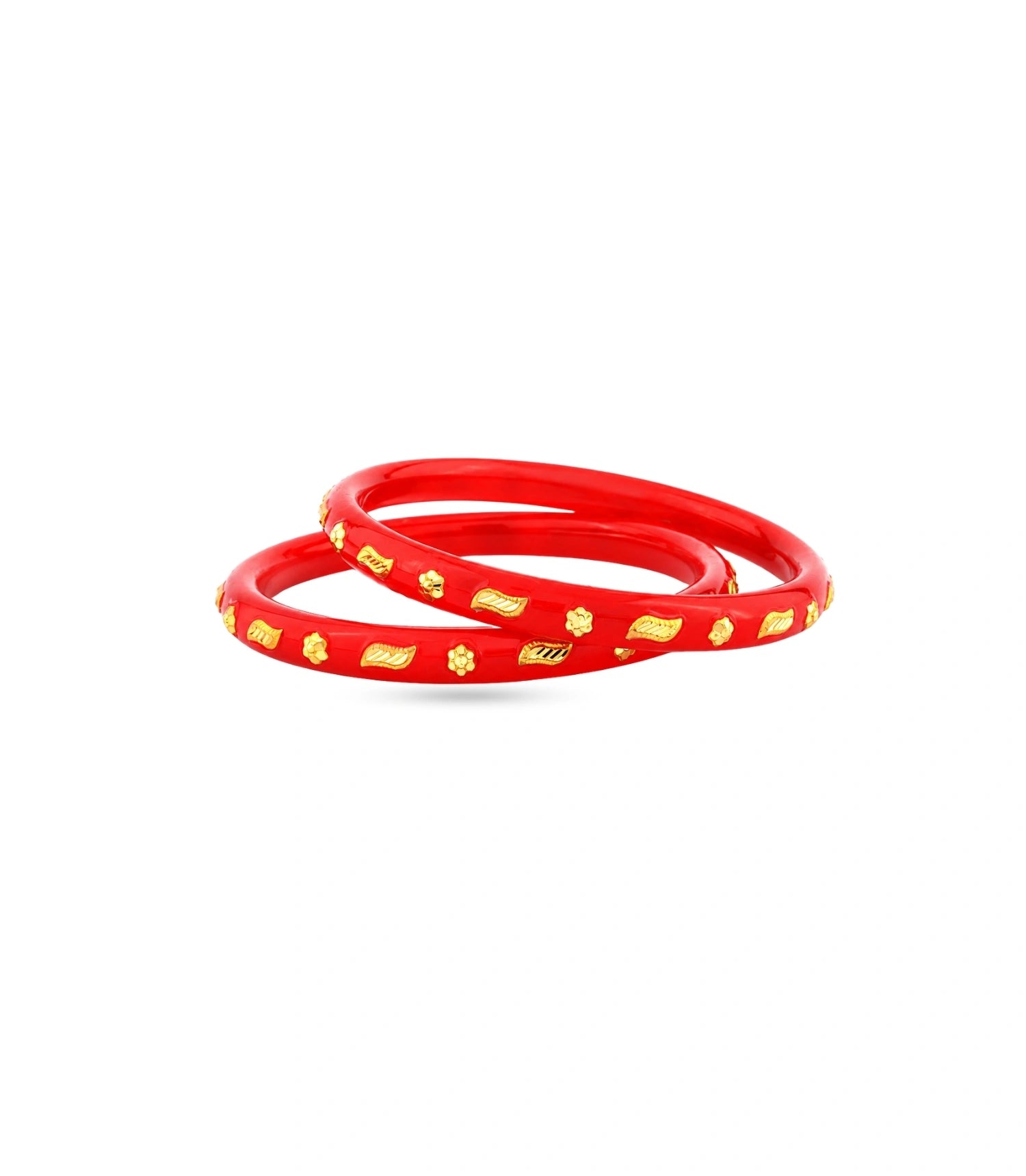 Gold Plated Red Leaf Pola Bangle Set