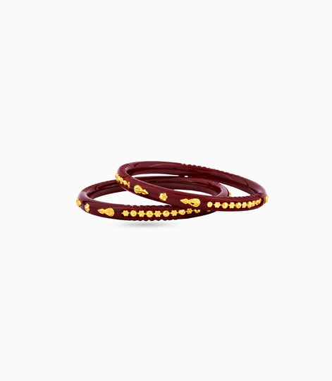 Gold Plated Maroon Classic Pola Bangle Set