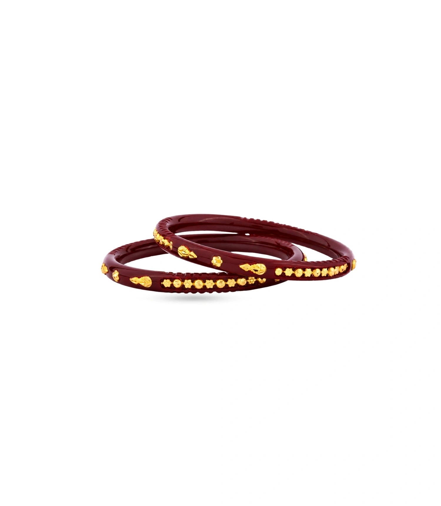 Gold Plated Maroon Classic Pola Bangle Set