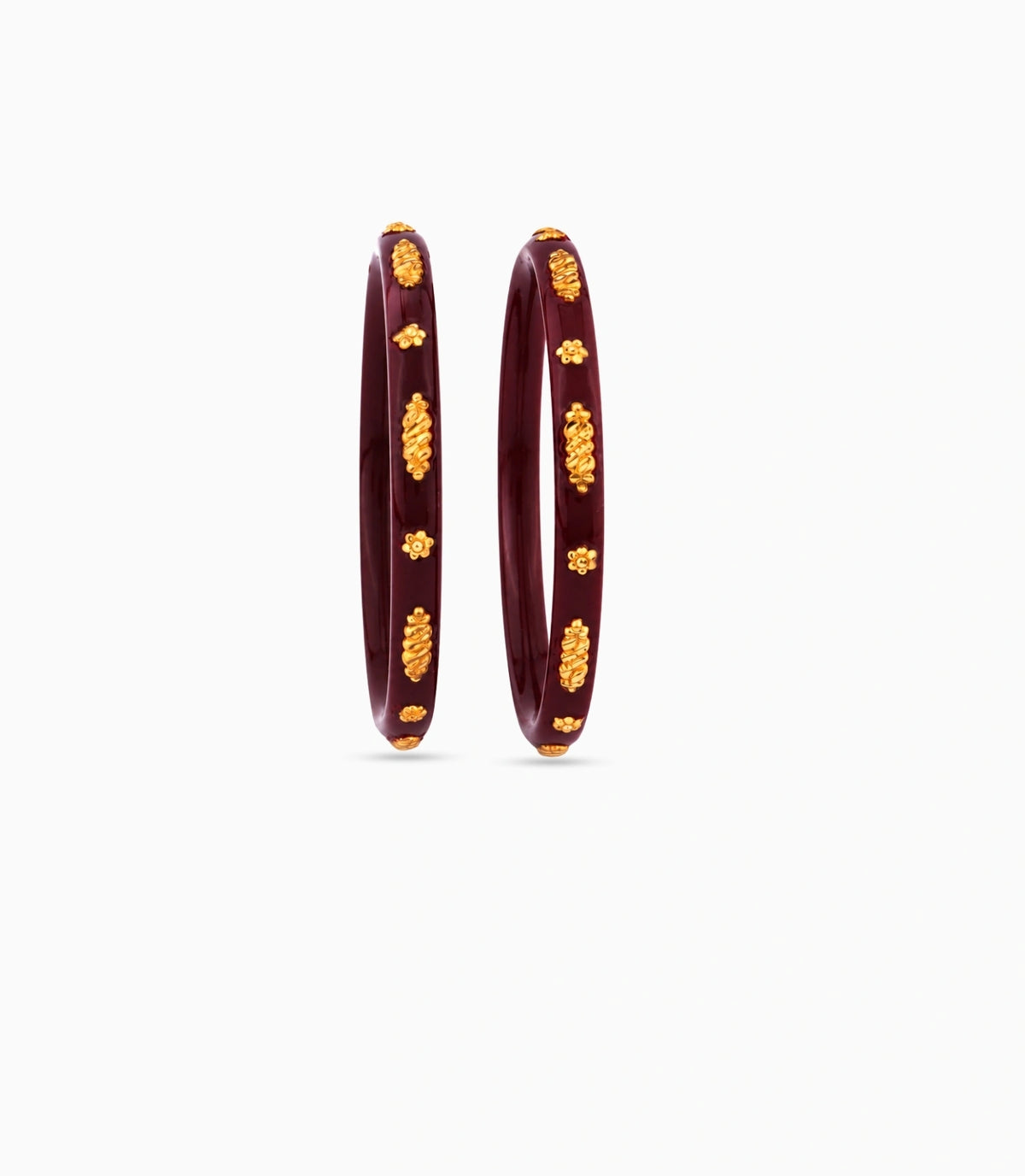 Gold Plated Maroon Delicate Pola Bangle Set