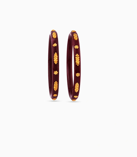 Gold Plated Maroon Delicate Pola Bangle Set