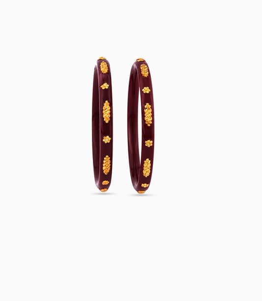 Gold Plated Maroon Delicate Pola Bangle Set