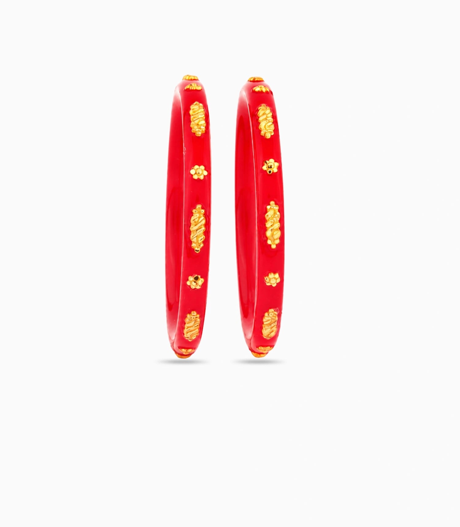Gold Plated Red Delicate Pola Bangle Set