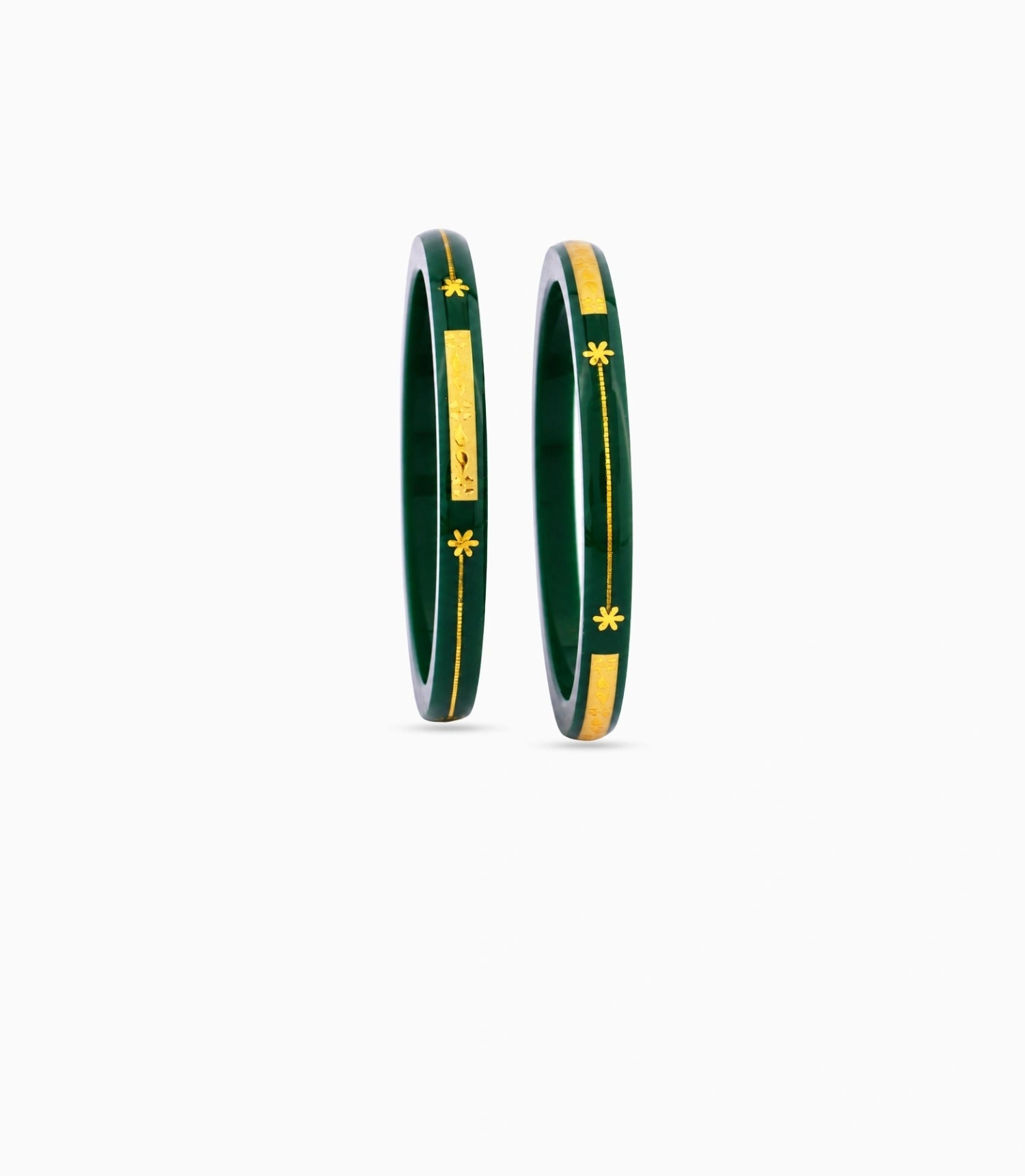 Gold Plated Shiny Green Pola Bangle Set