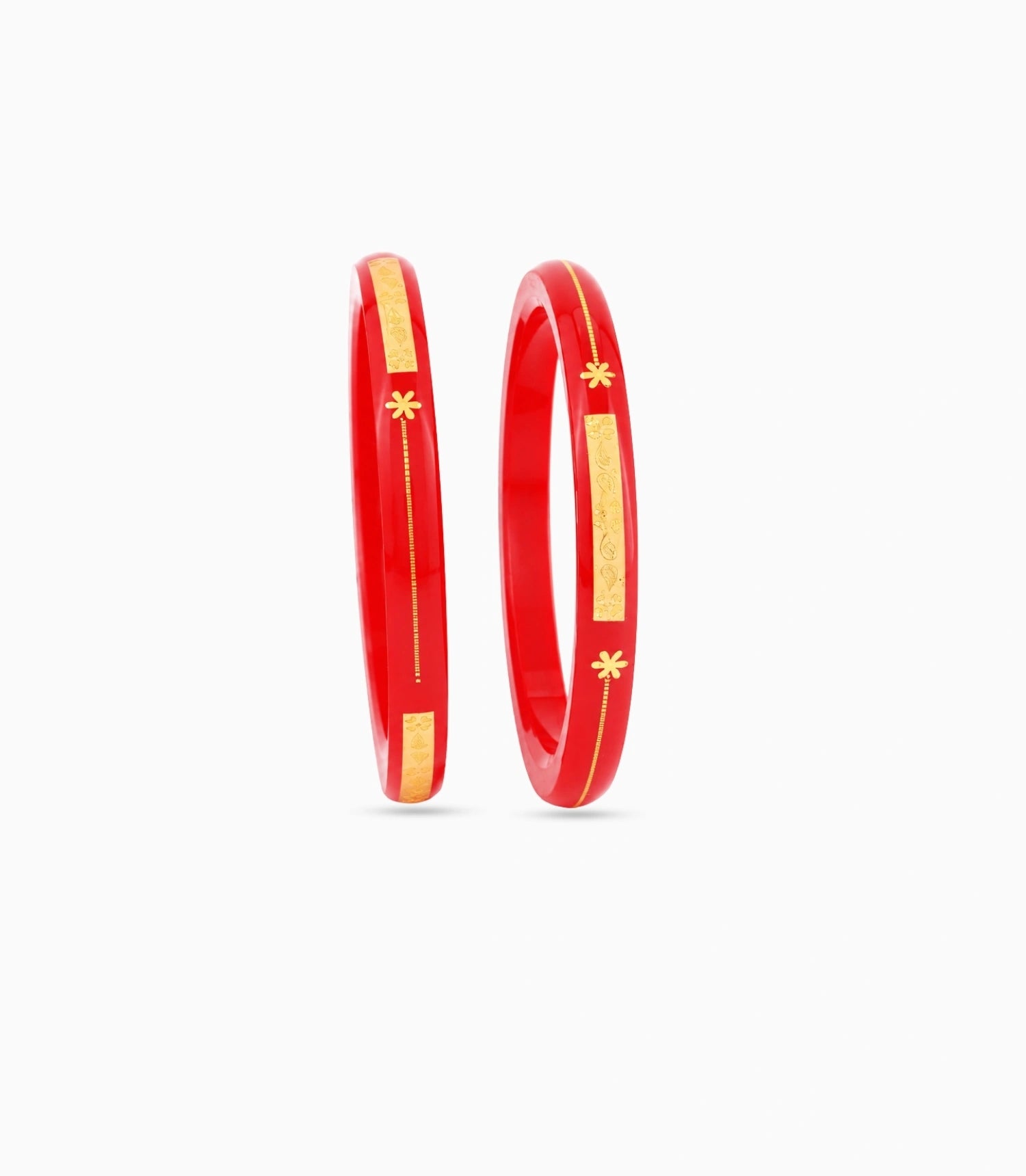 Gold Plated Shiny Red Pola Bangle Set