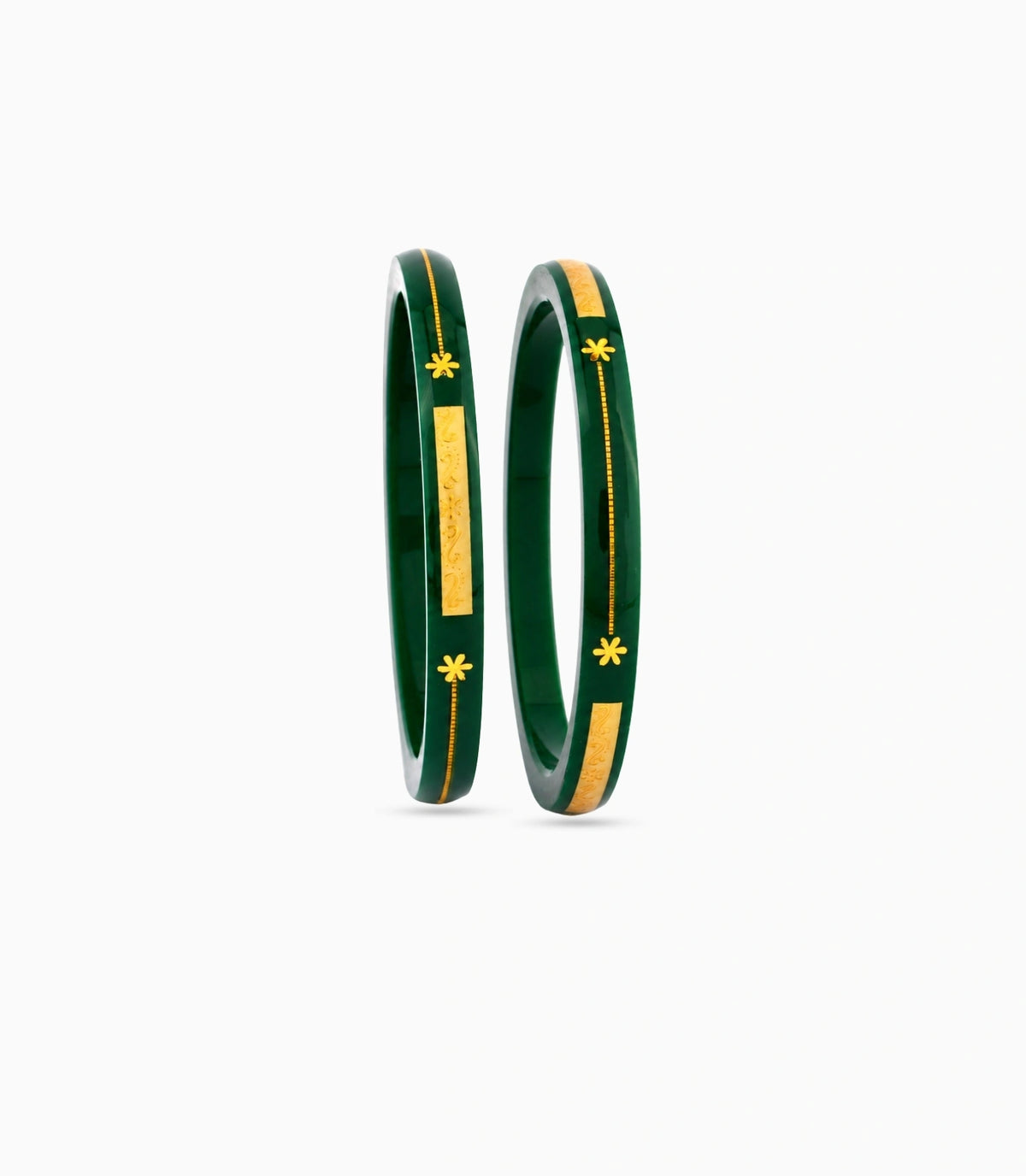 Gold Plated Lamination Green Pola Bangle Set