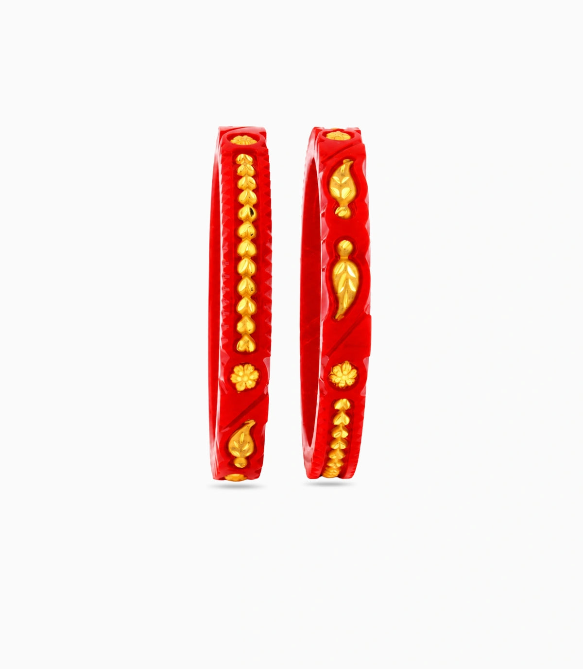 Gold Plated Red Stylish Pola Bangle Set